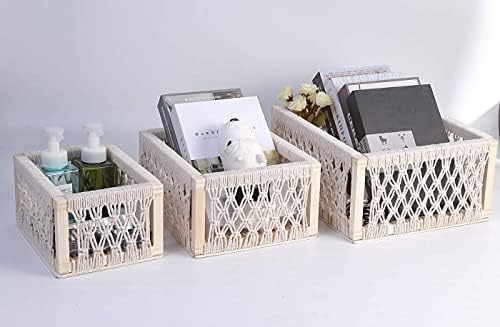 Beautiful Macrame Storage Basket Organizer Set Of 3 - Leechoo